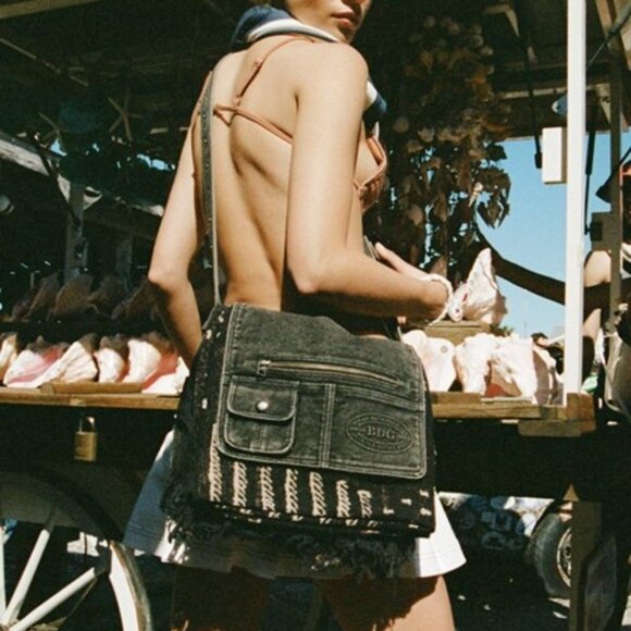 Urban Outfitters BDG Denim Messenger Crossbody Bag - Black - Picture 8 of 8